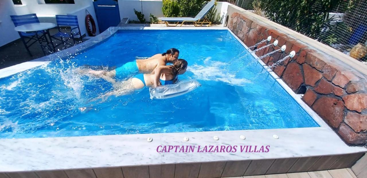 Located By The Sea One Beachfront Private Captain Lazaros Pool Villa With Loft In 750Sqm Spacious Private Plot-Jacuzzi-Sunrelax-Furnished Terace-Gazebo-Private Parking,Sleep 3 Adults And 2 Children, Just Steps From The Black Beach-Seaview ペリッサ エクステリア 写真