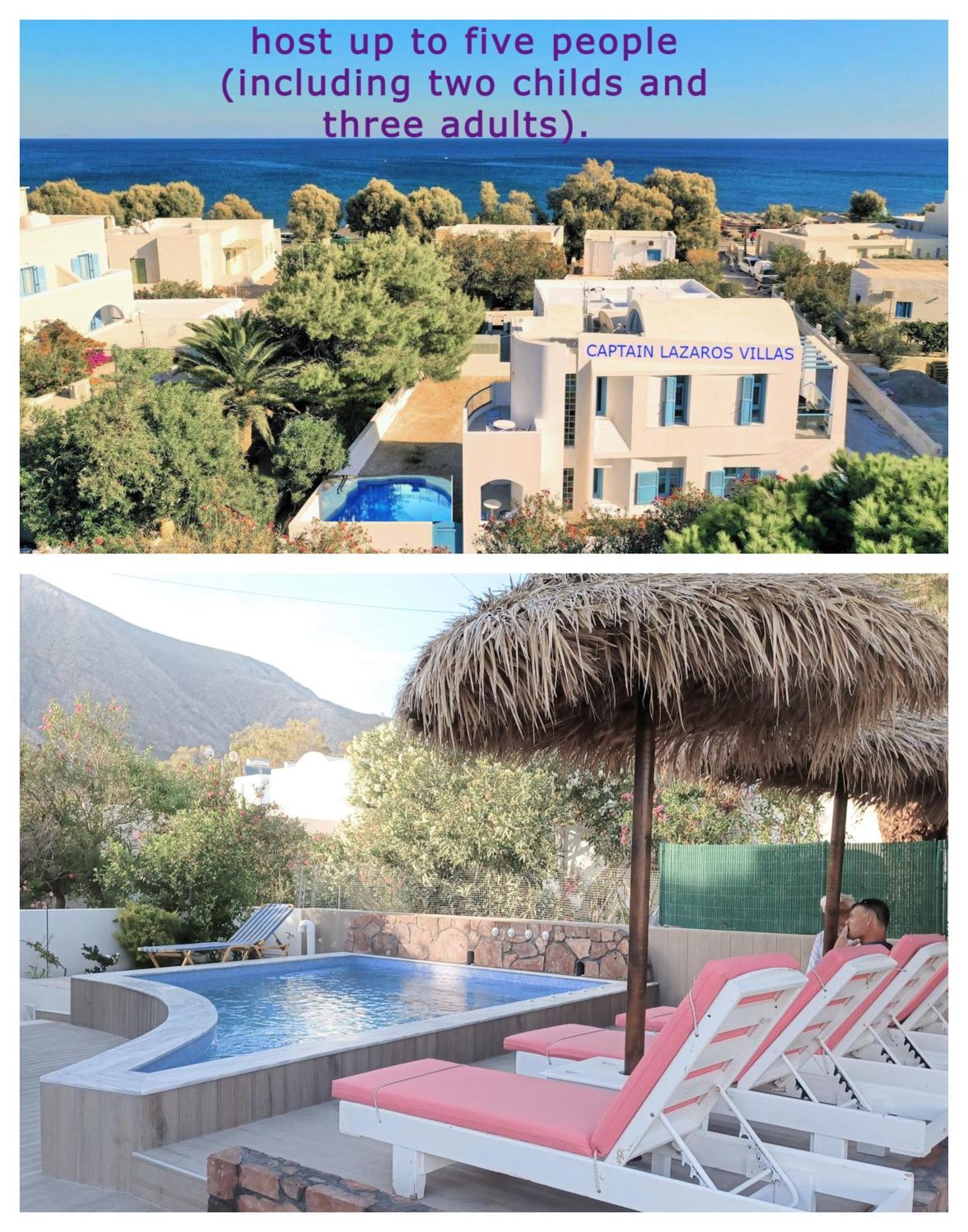 Located By The Sea One Beachfront Private Captain Lazaros Pool Villa With Loft In 750Sqm Spacious Private Plot-Jacuzzi-Sunrelax-Furnished Terace-Gazebo-Private Parking,Sleep 3 Adults And 2 Children, Just Steps From The Black Beach-Seaview ペリッサ エクステリア 写真