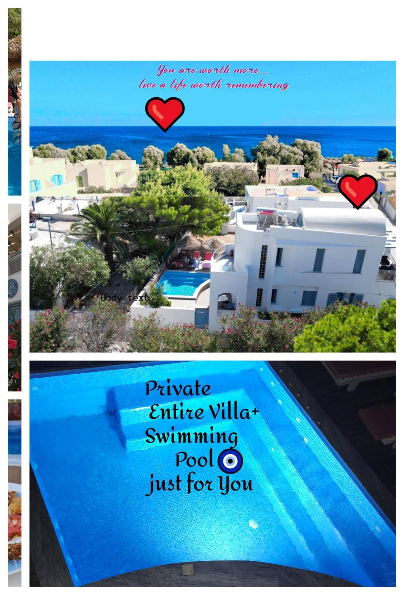 Located By The Sea One Beachfront Private Captain Lazaros Pool Villa With Loft In 750Sqm Spacious Private Plot-Jacuzzi-Sunrelax-Furnished Terace-Gazebo-Private Parking,Sleep 3 Adults And 2 Children, Just Steps From The Black Beach-Seaview ペリッサ エクステリア 写真